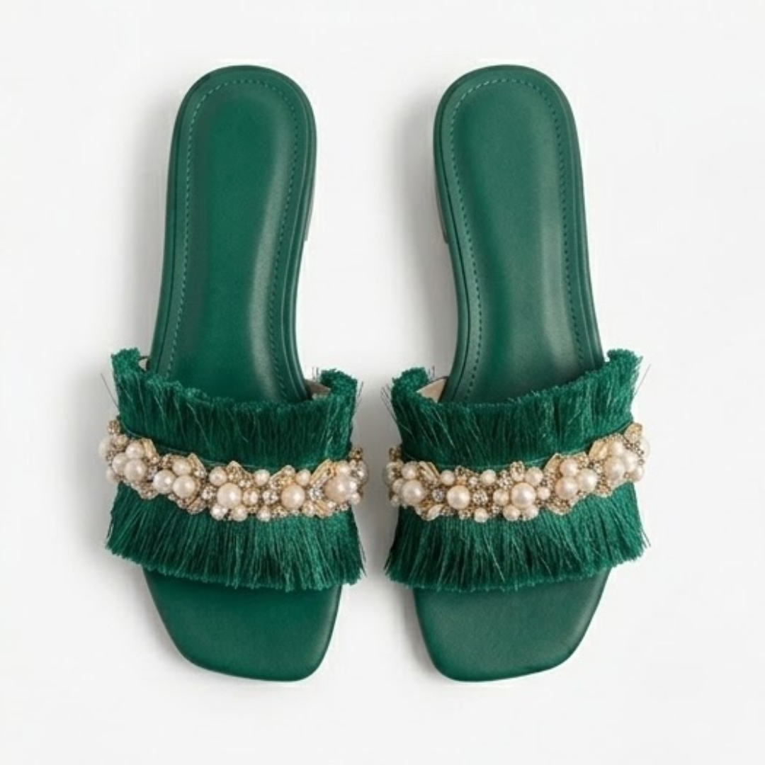 Open-toe slip-on mules with a low block heel