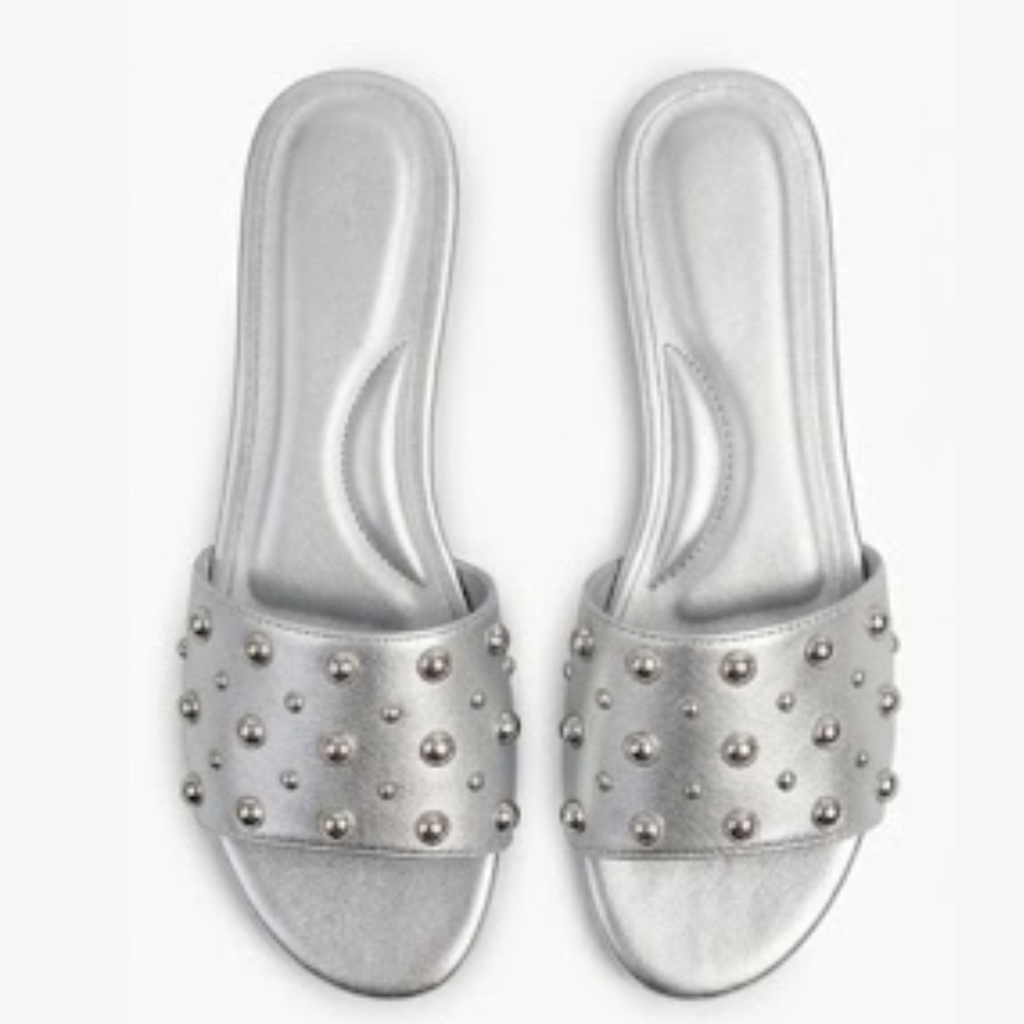 Studded Flat Slide Sandals