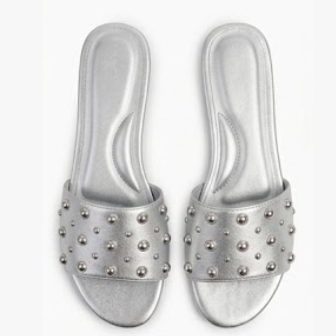 Studded Flat Slide Sandals