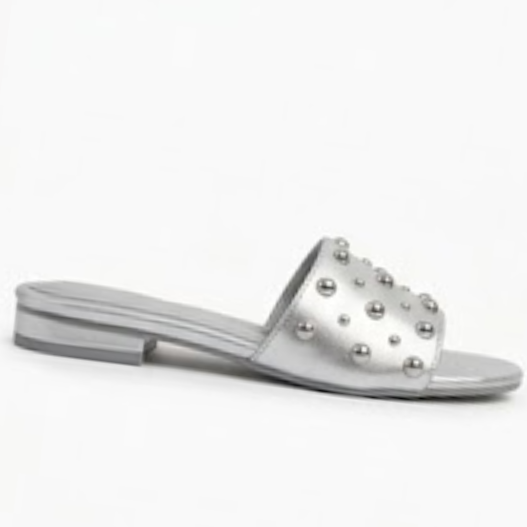 Studded Flat Slide Sandals