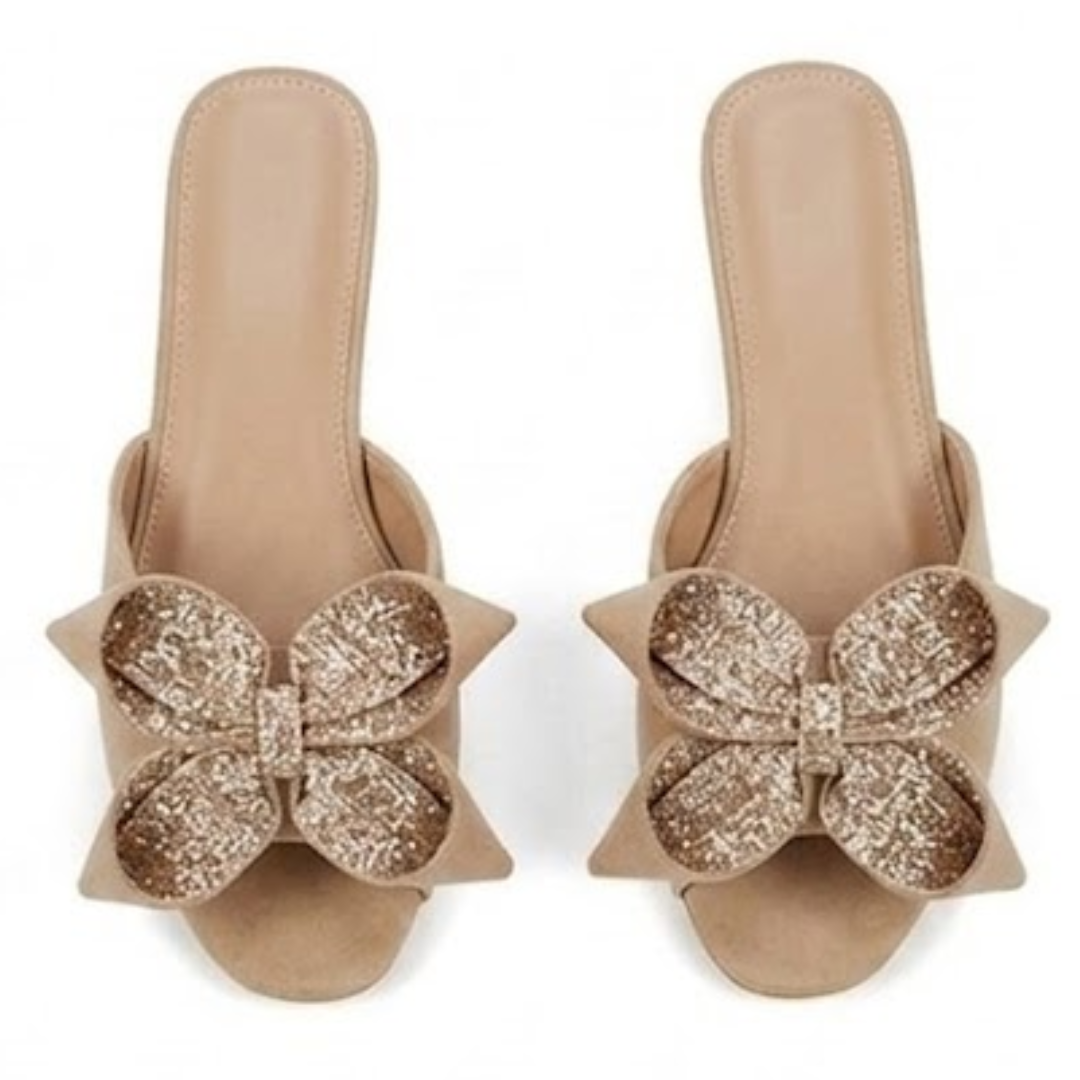 Fancy boww block heel