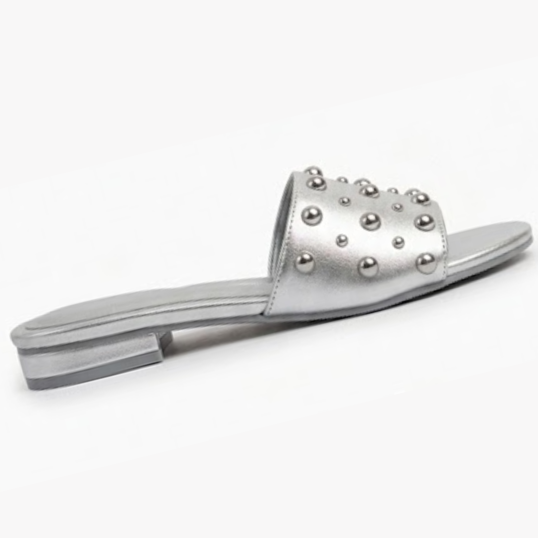 Studded Flat Slide Sandals