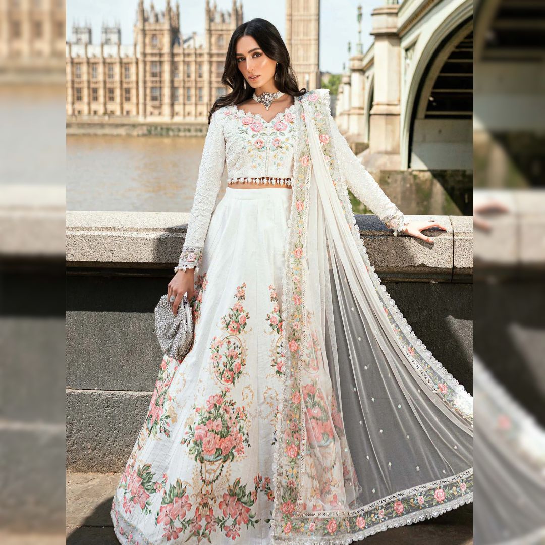 Soiree By Maria B Embroidered Raw Silk Suits Unstitched 3 Piece - MB25SF WF-09-02-White