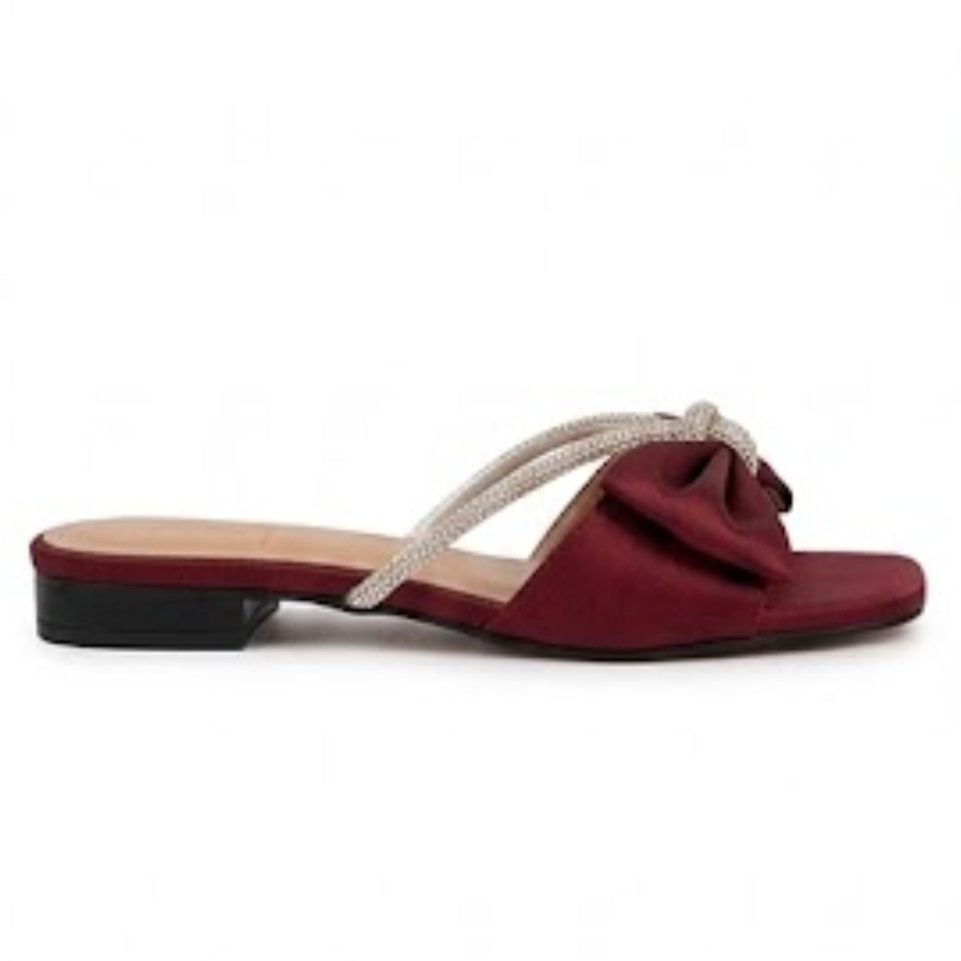 Crystal Bow Luxe Flat Slides – 50% OFF