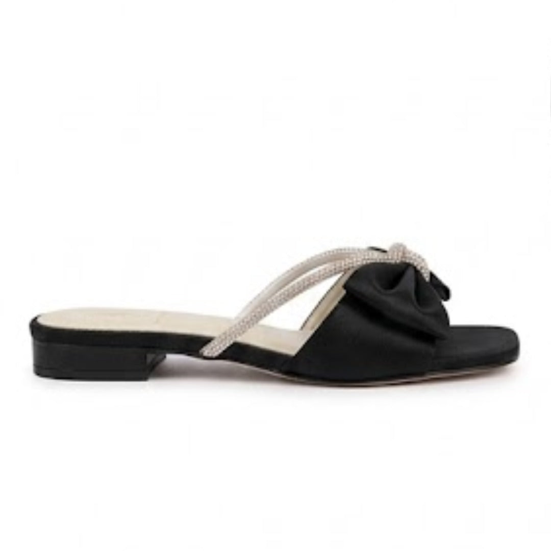 Crystal Bow Luxe Flat Slides – 50% OFF
